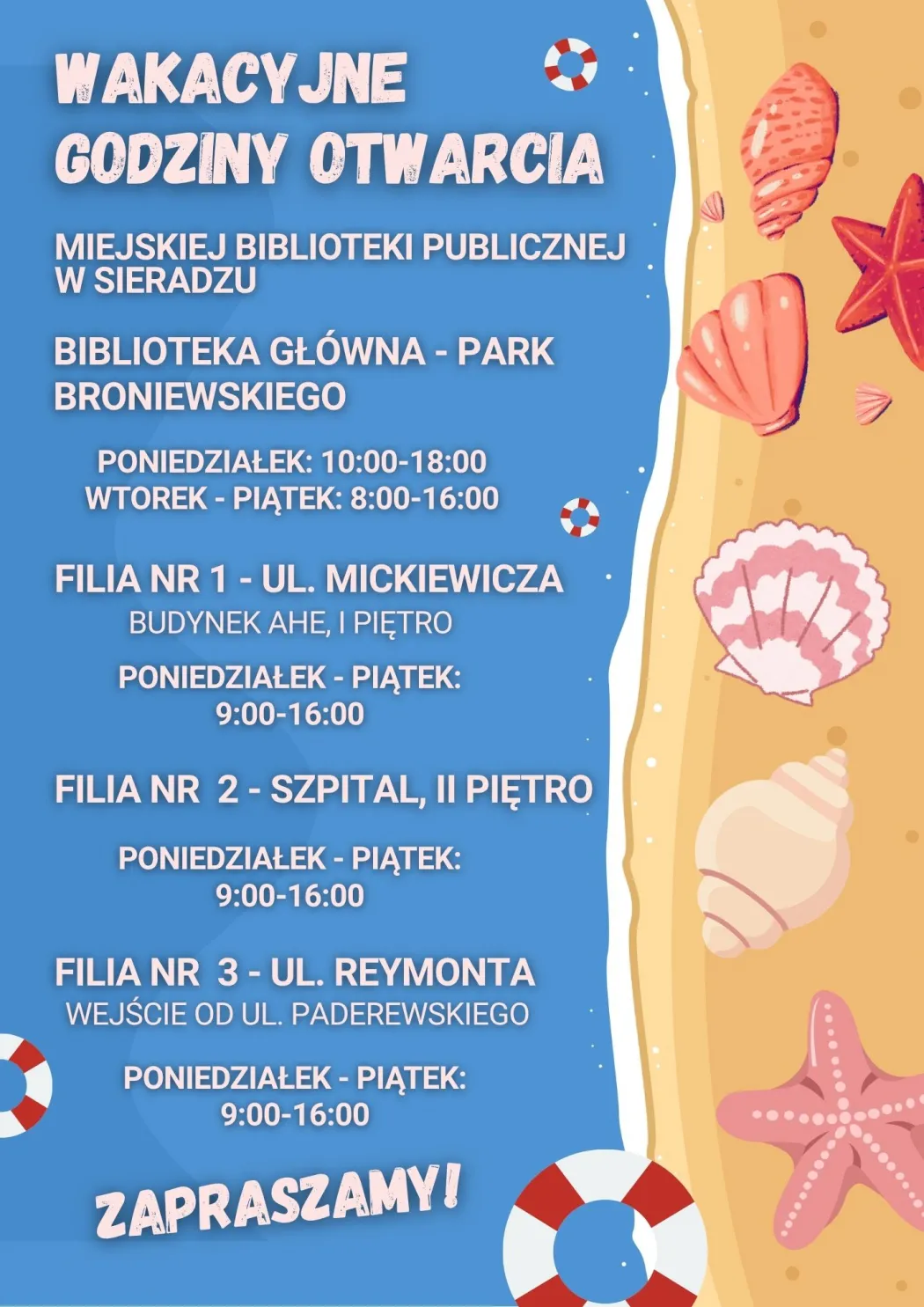 Godziny pracy w lipcu i sierpniu