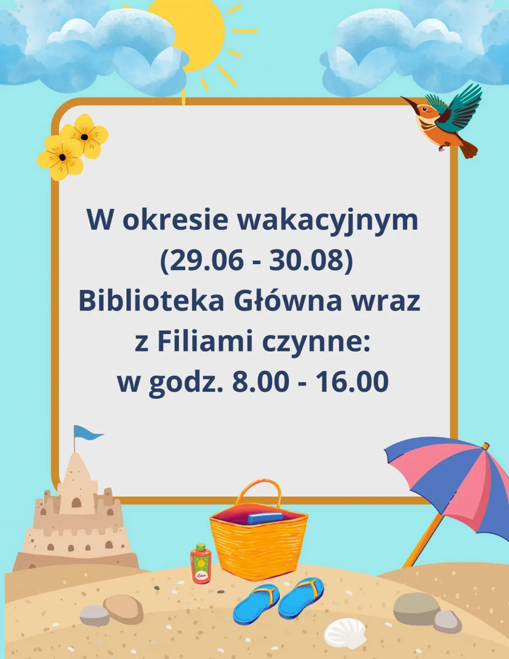 Godziny otwarcia Biblioteki w wakacje